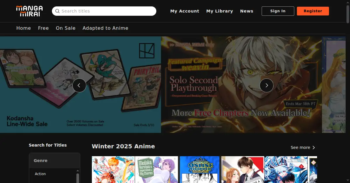 mangamirai.com as the Internet Archive first saved it, 6 Mar 2025