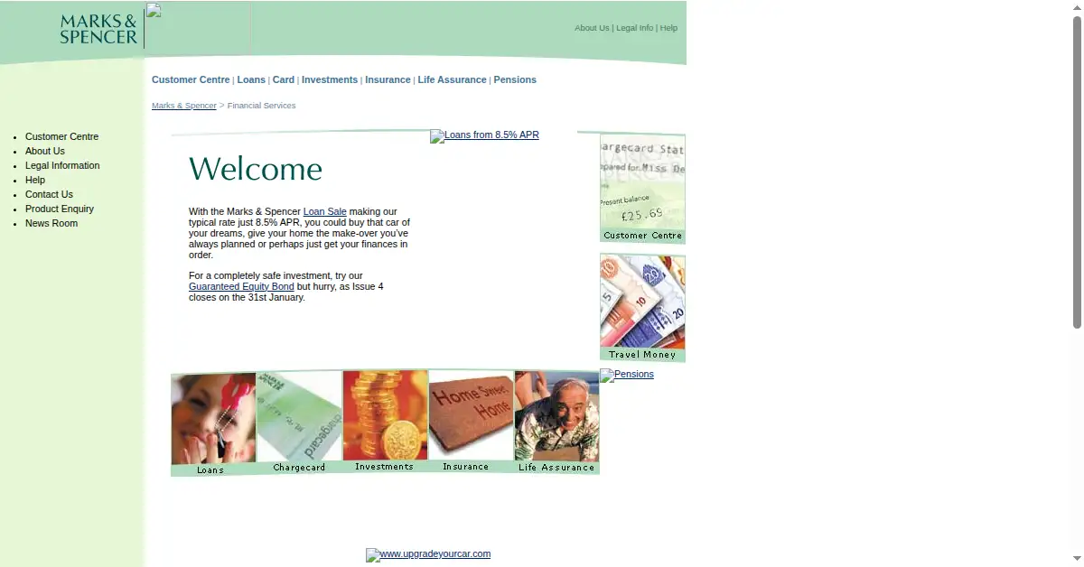 marksandspencer.com as the Internet Archive first saved it, 22 Jan 2003