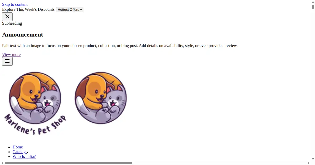 marlenespetshop.com as the Internet Archive first saved it, 24 May 2024