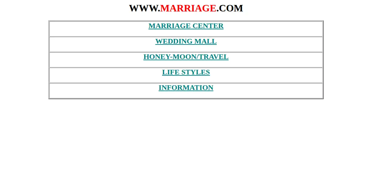 marriage.com as the Internet Archive first saved it, 10 Nov 1996