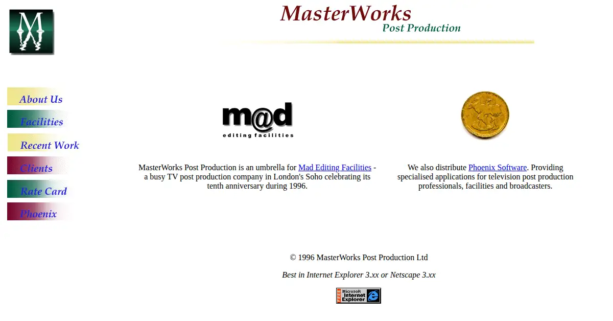 masterworks.com as the Internet Archive first saved it, 21 Dec 1996