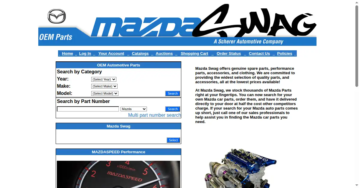 mazdaswag.com as the Internet Archive first saved it, 19 Nov 2012