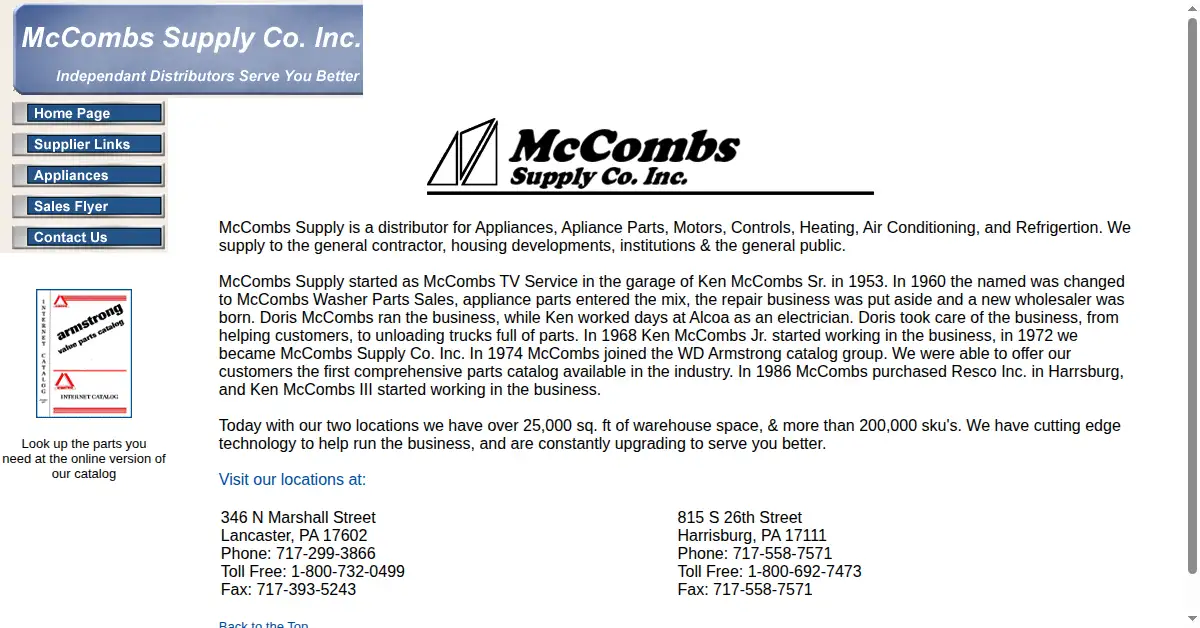 mccombssupply.com as the Internet Archive first saved it, 23 May 2002