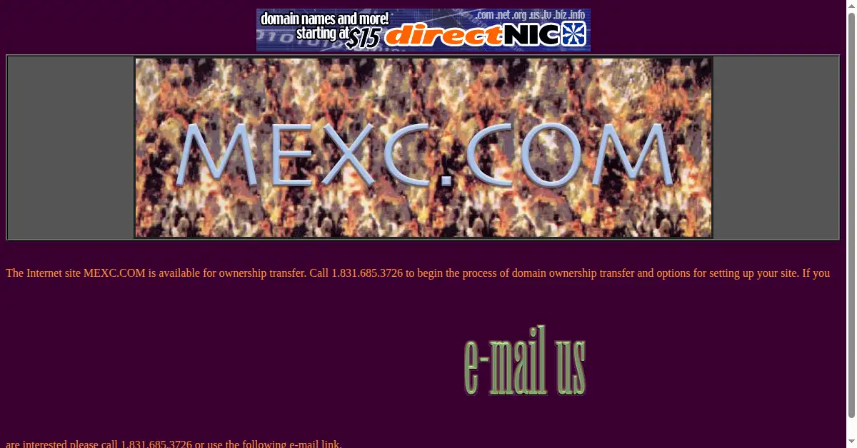 mexc.com as the Internet Archive first saved it, 25 May 2004