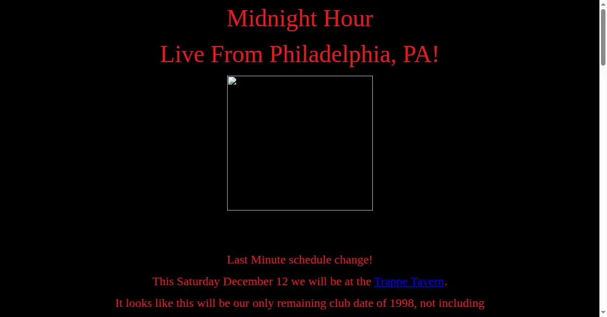 midnighthour.com as the Internet Archive first saved it, 12 Dec 1998