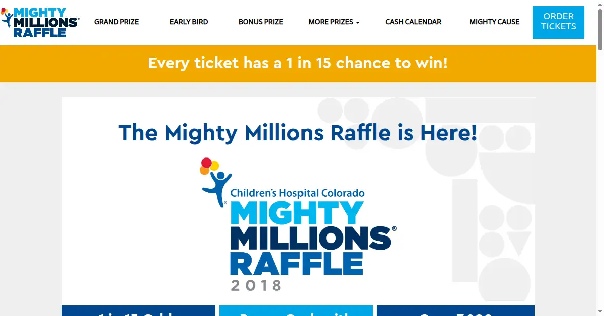mightymillionsraffle.com as the Internet Archive first saved it, 24 Feb 2018