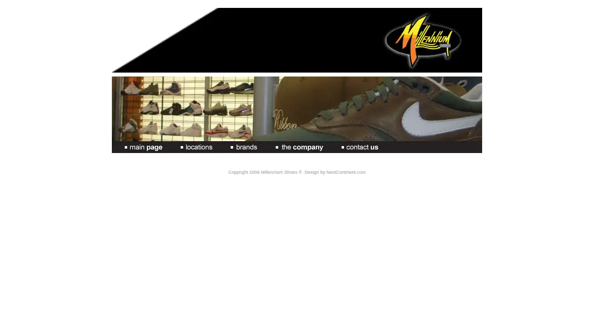 millenniumshoes.com as the Internet Archive first saved it, 28 Mar 2007
