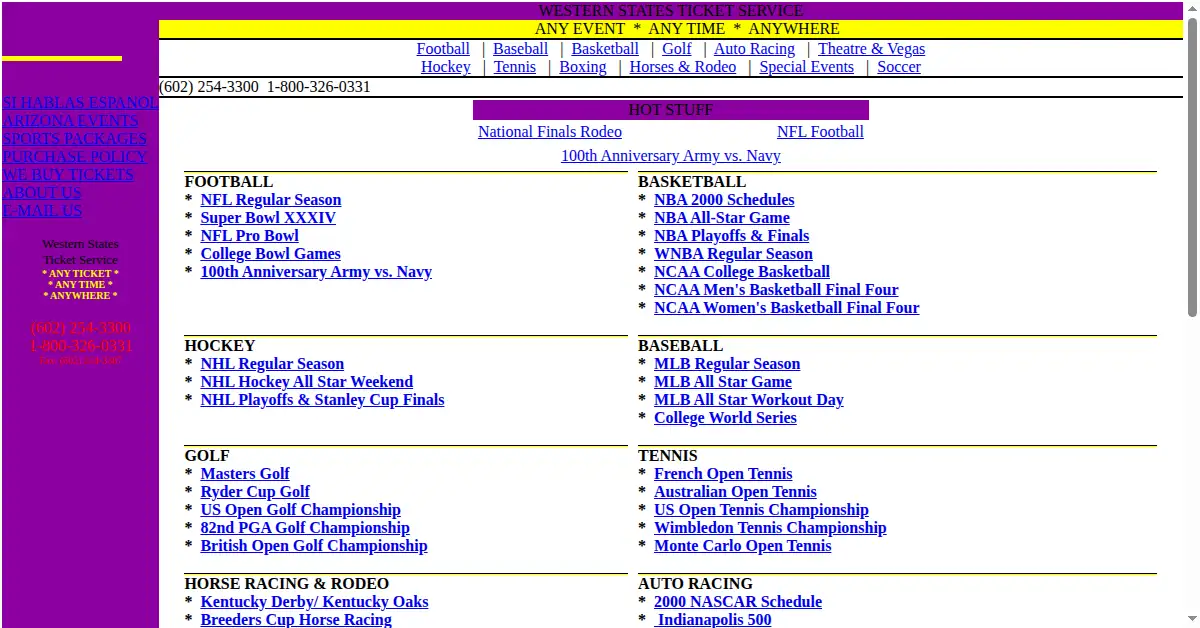 mlbtickets.com as the Internet Archive first saved it, 27 Nov 1999