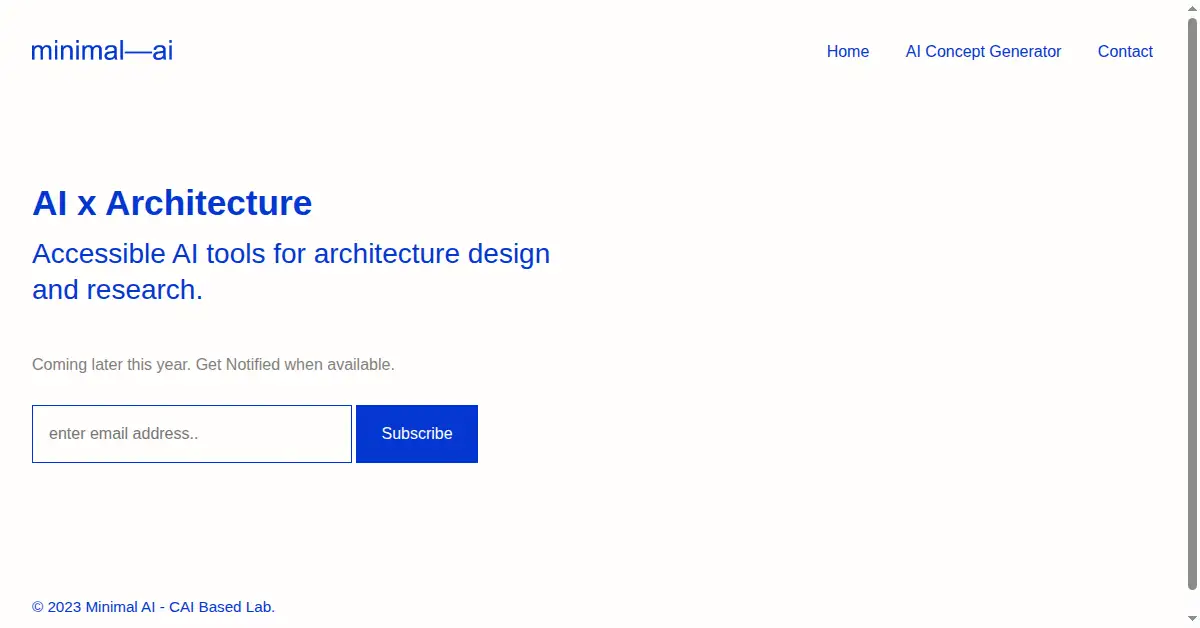 mnml.ai as the Internet Archive first saved it, 20 Mar 2023