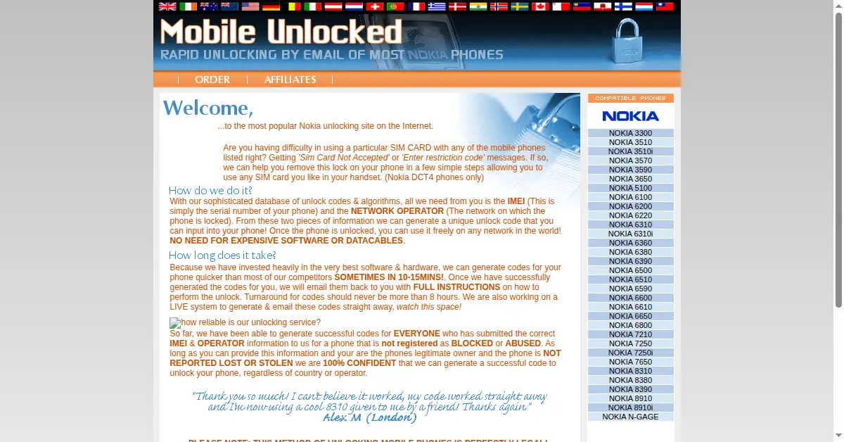 mobileunlocked.com as the Internet Archive first saved it, 4 Feb 2004