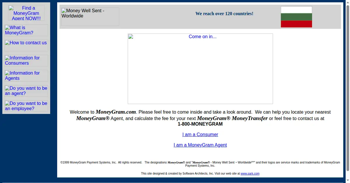 moneygram.com as the Internet Archive first saved it, 8 May 1999