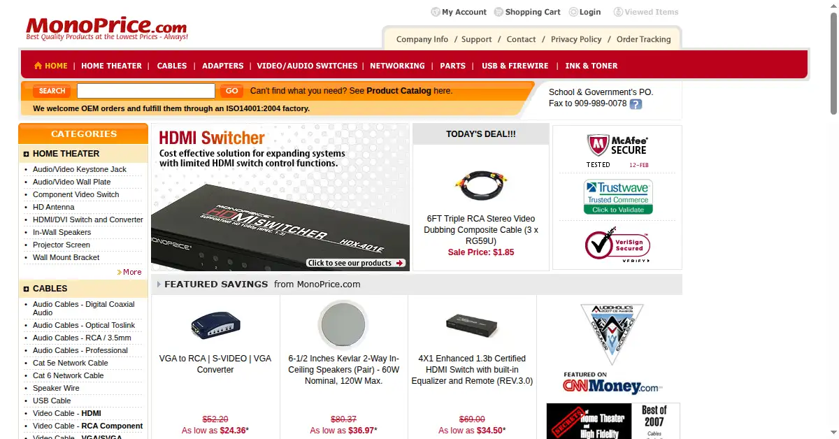 monoprice.com as the Internet Archive first saved it, 23 Jul 2008