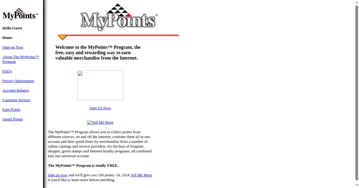 mypoints.com as the Internet Archive first saved it, 28 Jan 1998