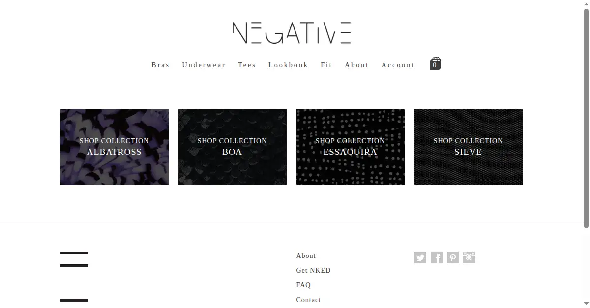 negativeunderwear.com as the Internet Archive first saved it, 8 Feb 2014