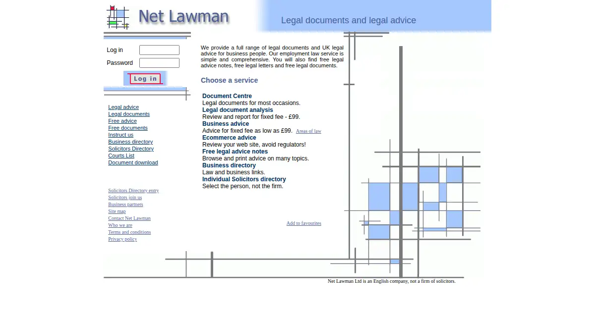 netlawman.co.uk as the Internet Archive first saved it, 4 Feb 2003