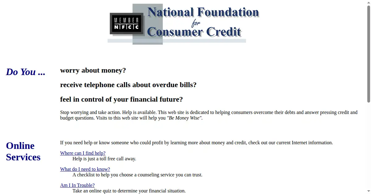 nfcc.org as the Internet Archive first saved it, 12 Nov 1996