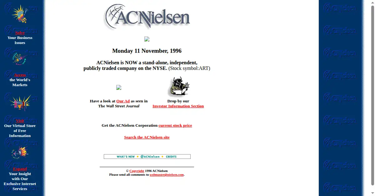 nielsen.com as the Internet Archive first saved it, 12 Nov 1996