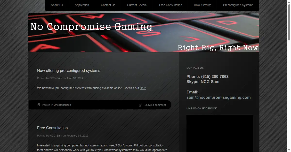 nocompromisegaming.com as the Internet Archive first saved it, 13 Jun 2012