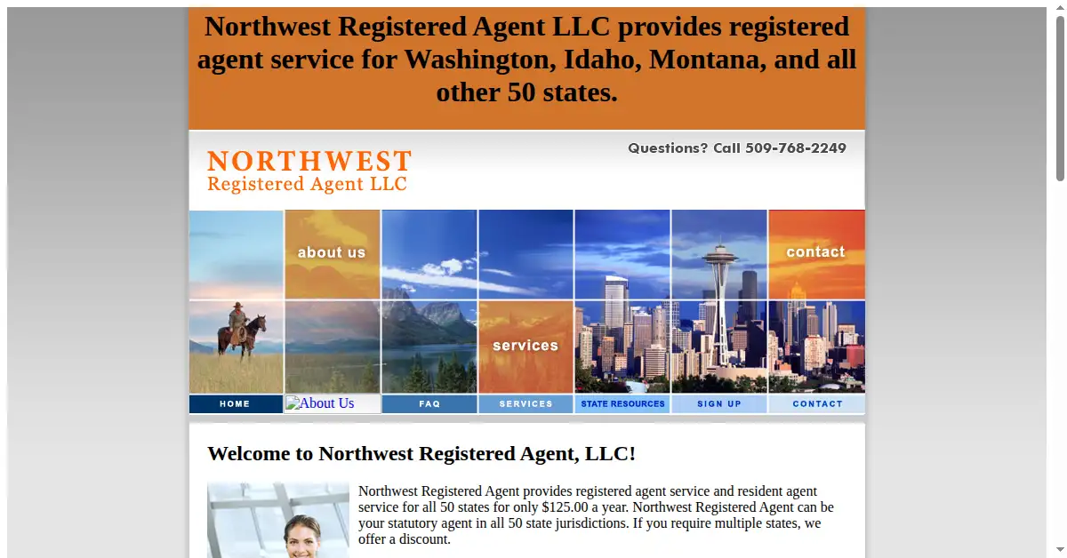northwestregisteredagent.com as the Internet Archive first saved it, 6 Jul 2008