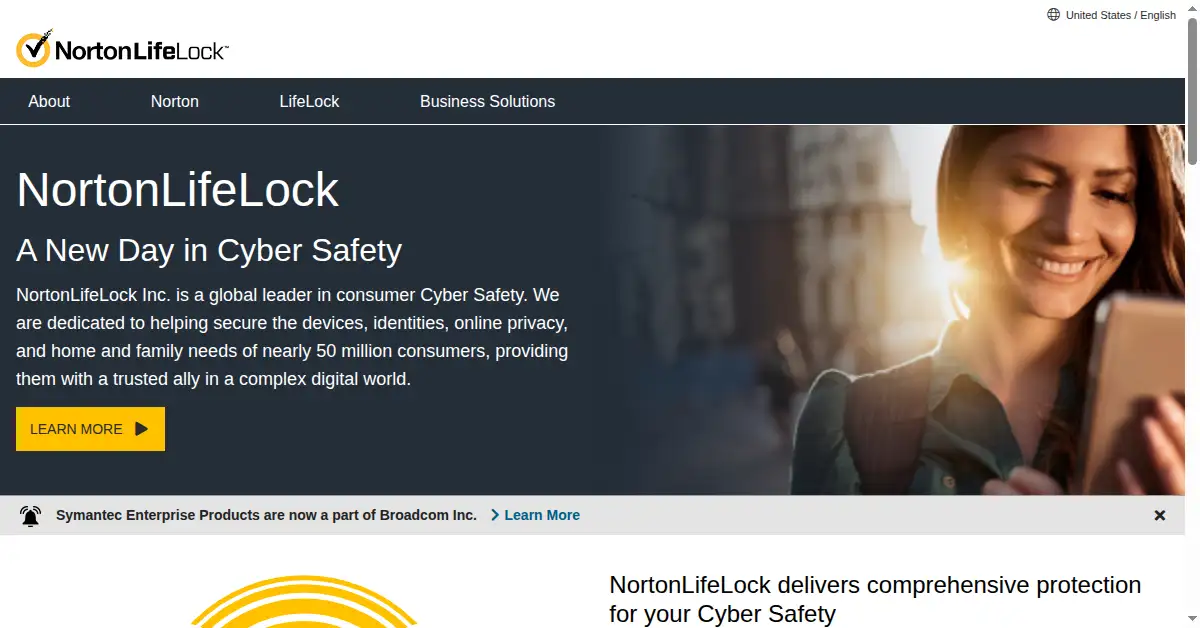 nortonlifelock.com as the Internet Archive first saved it, 6 Nov 2019