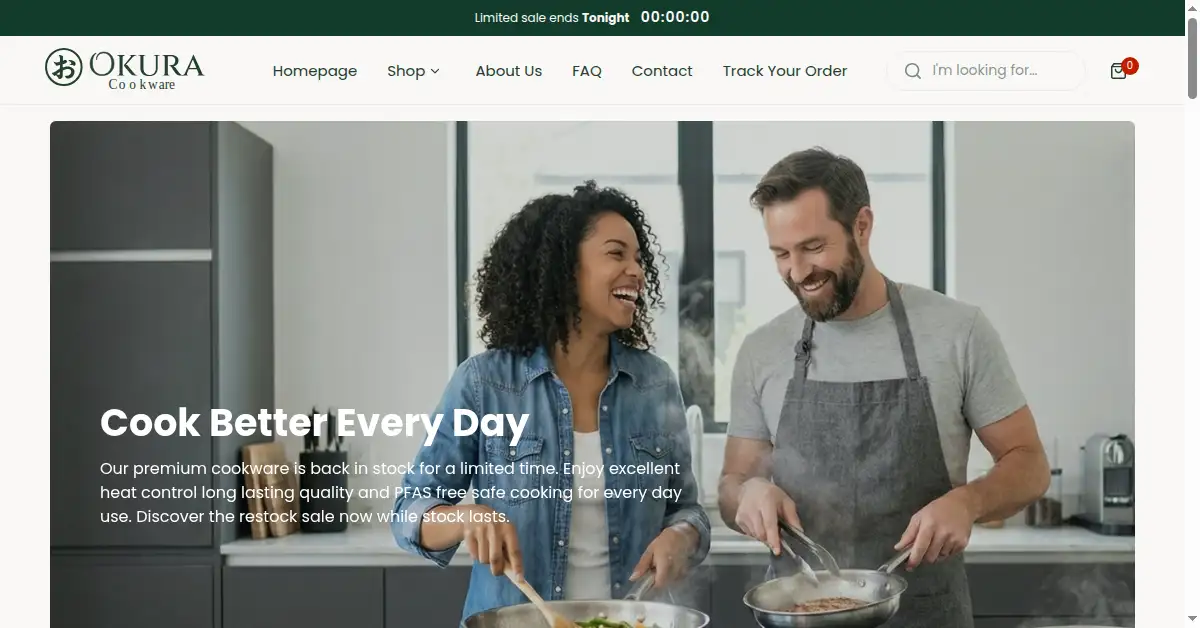 okuracookware.com as the Internet Archive first saved it, 30 Jan 2026