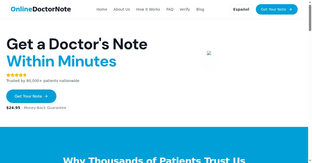 onlinedoctornote.com as the Internet Archive first saved it, 29 Sep 2026