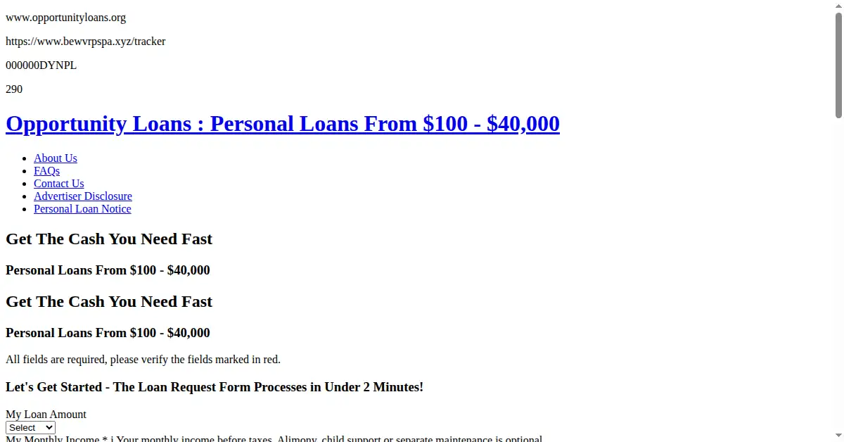 opportunityloans.org as the Internet Archive first saved it, 19 Aug 2019