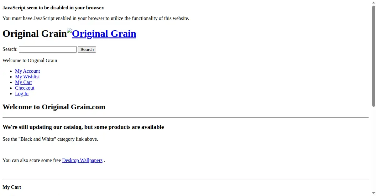 originalgrain.com as the Internet Archive first saved it, 14 Mar 2011