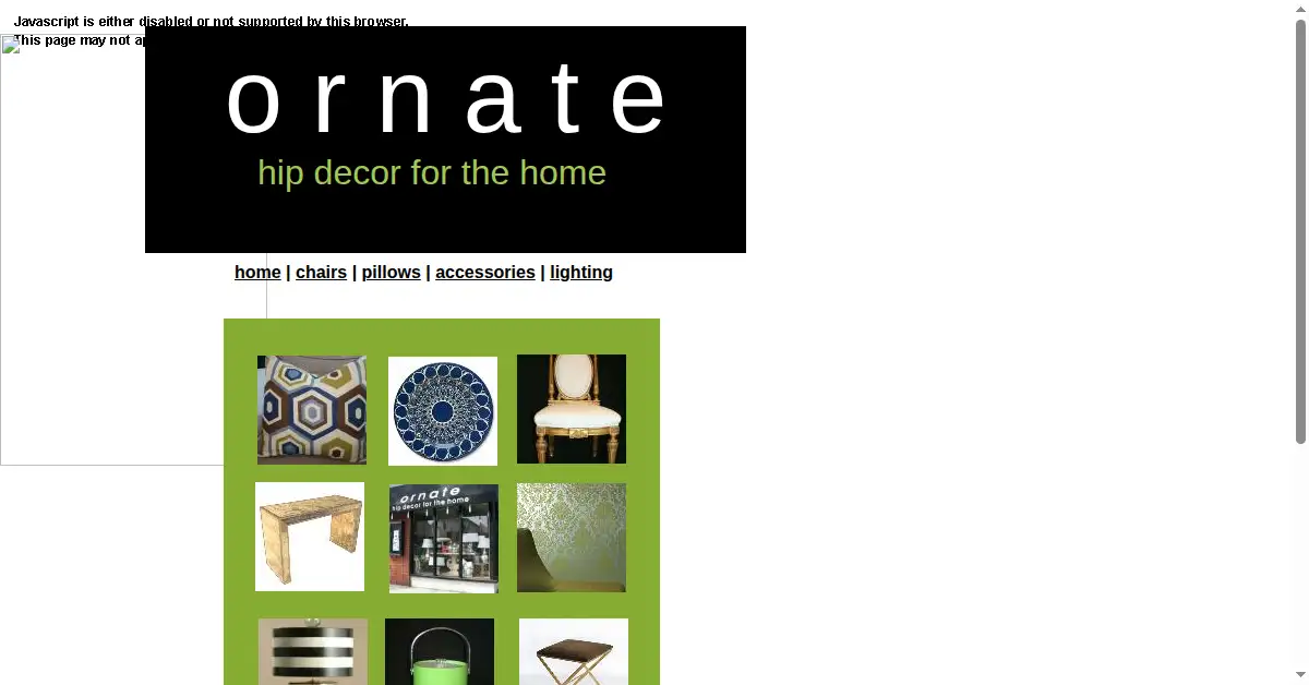 ornatehome.com as the Internet Archive first saved it, 13 Sep 2010