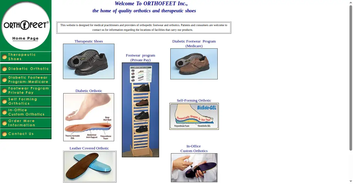 orthofeet.com as the Internet Archive first saved it, 26 May 2002