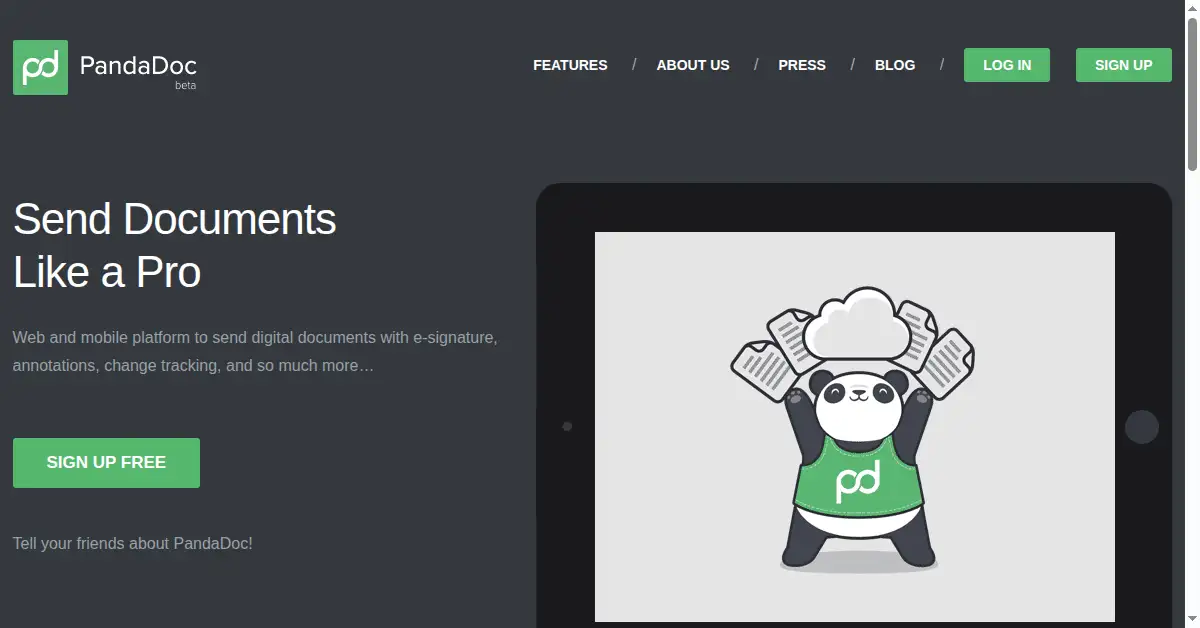 pandadoc.com as the Internet Archive first saved it, 1 Jan 2014