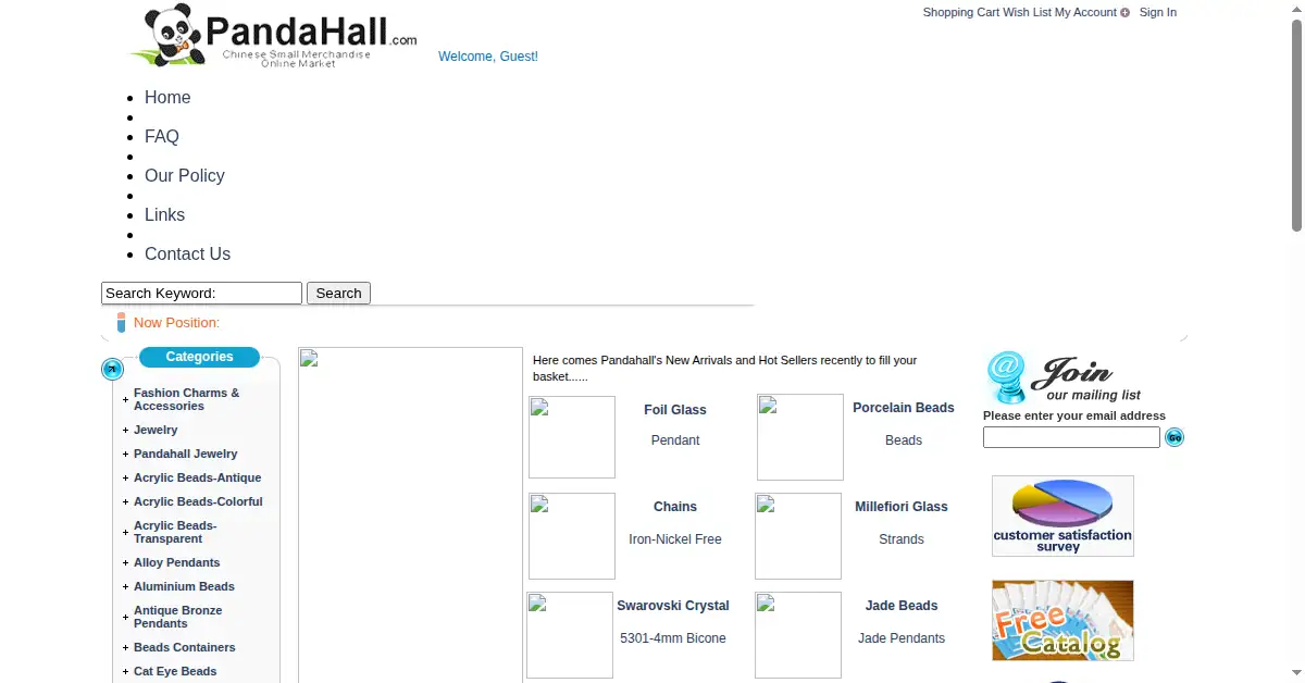 pandahall.com as the Internet Archive first saved it, 25 Aug 2007