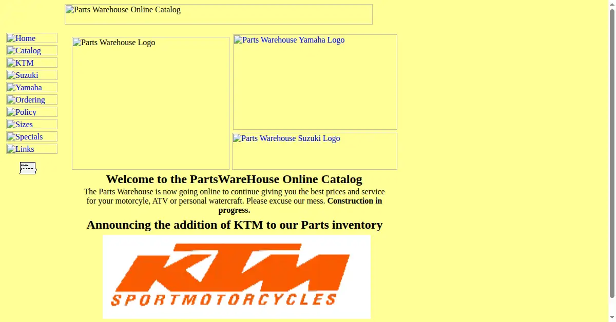 partswarehouse.com as the Internet Archive first saved it, 11 Nov 1998