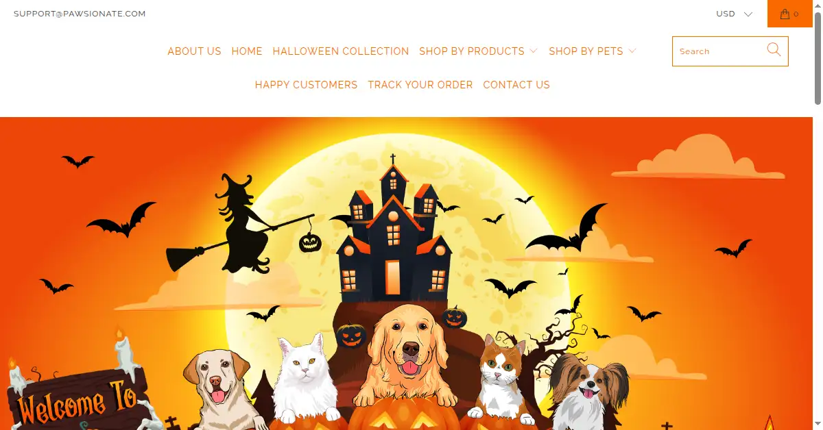 pawsionate.com as the Internet Archive first saved it, 31 Oct 2020