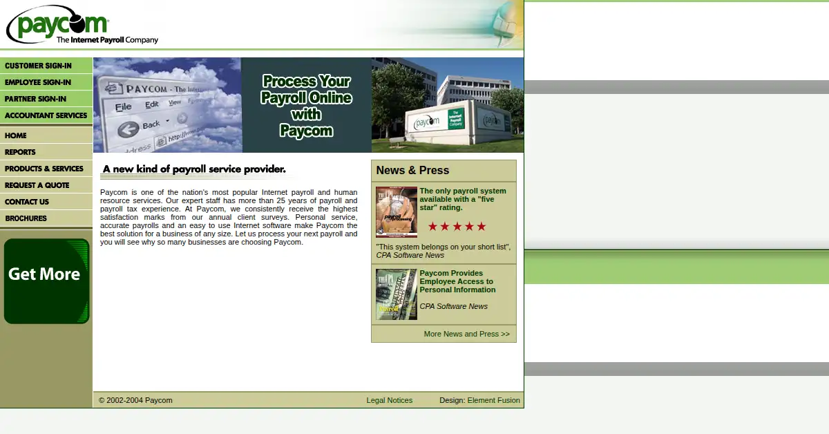 paycomonline.net as the Internet Archive first saved it, 6 Feb 2006