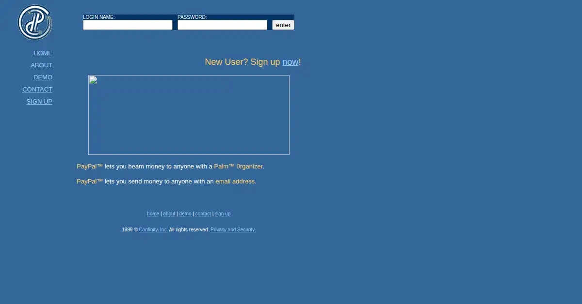 paypal.com as the Internet Archive first saved it, 13 Oct 1999