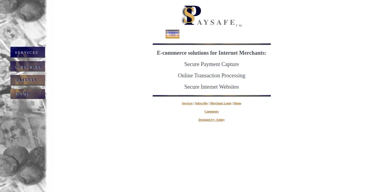 paysafe.com as the Internet Archive first saved it, 11 Apr 1997