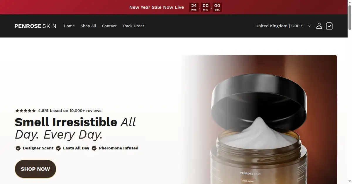 penroseskin.com as the Internet Archive first saved it, 1 Jan 2026