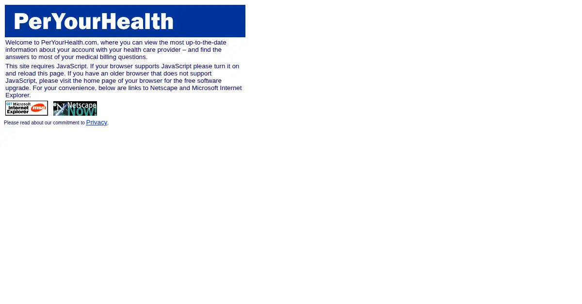 peryourhealth.com as the Internet Archive first saved it, 18 Oct 2000