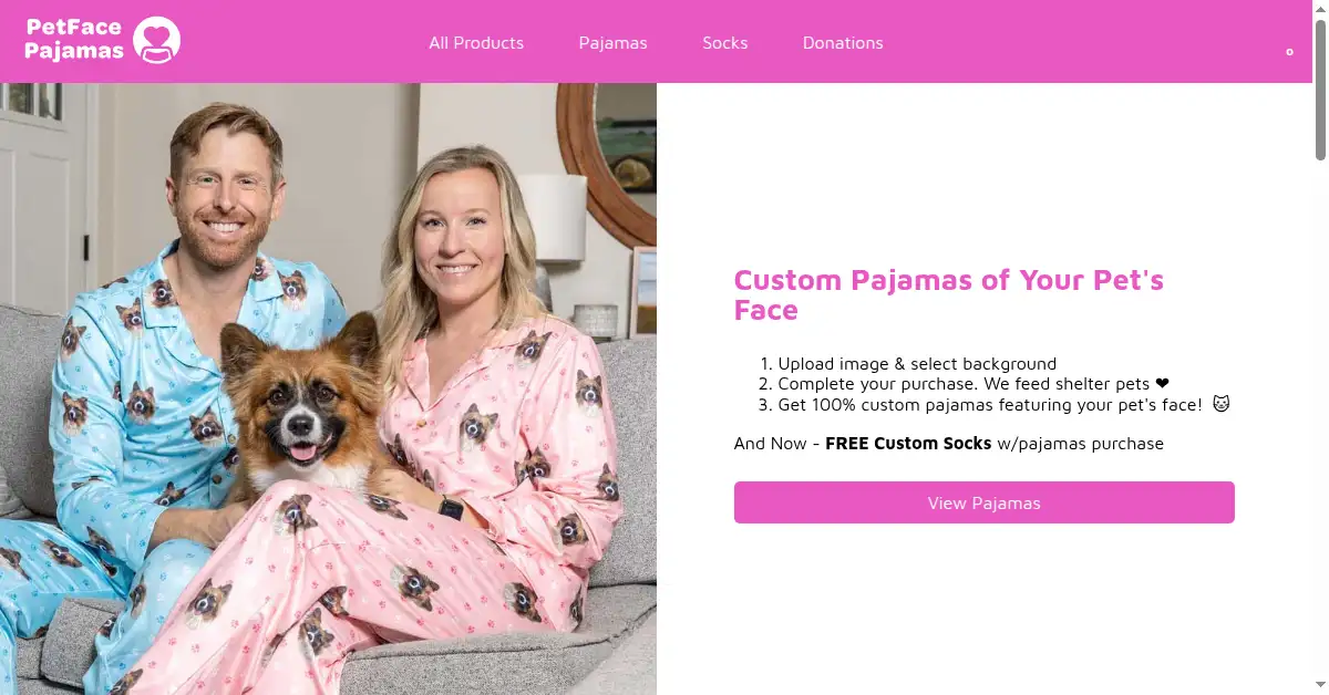 petfacepajamas.com as the Internet Archive first saved it, 14 Apr 2024