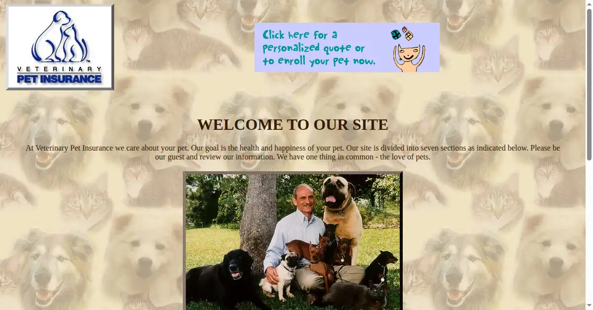 petinsurance.com as the Internet Archive first saved it, 30 Jun 1998