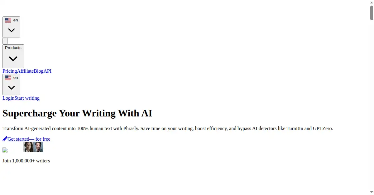 phrasly.ai as the Internet Archive first saved it, 20 Jan 2025