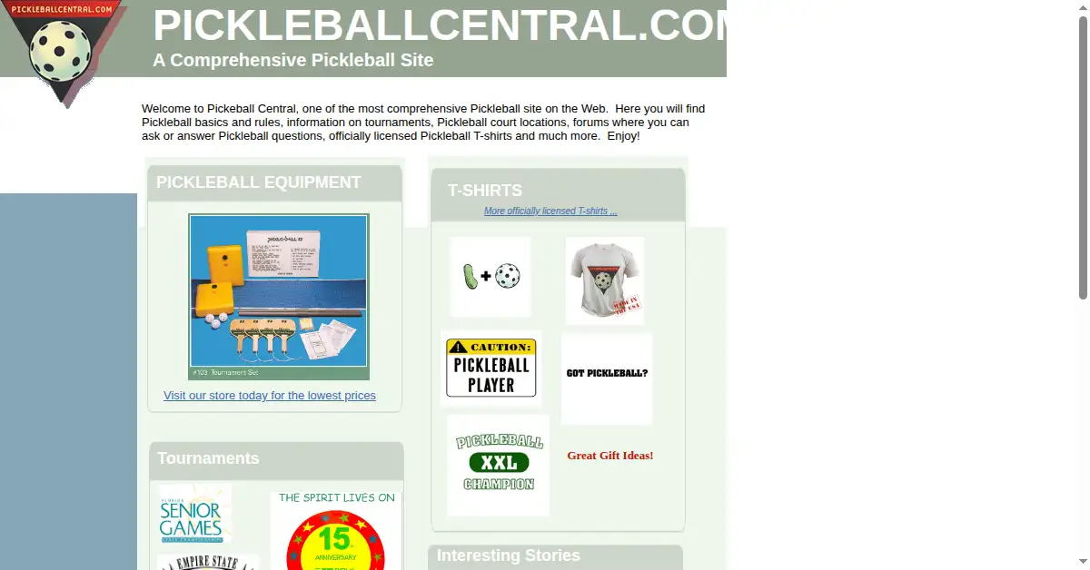 pickleballcentral.com as the Internet Archive first saved it, 13 Jan 2007
