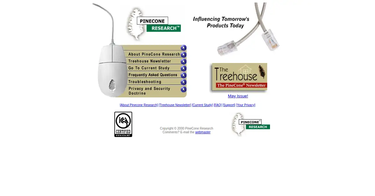 pineconeresearch.com as the Internet Archive first saved it, 11 May 2000