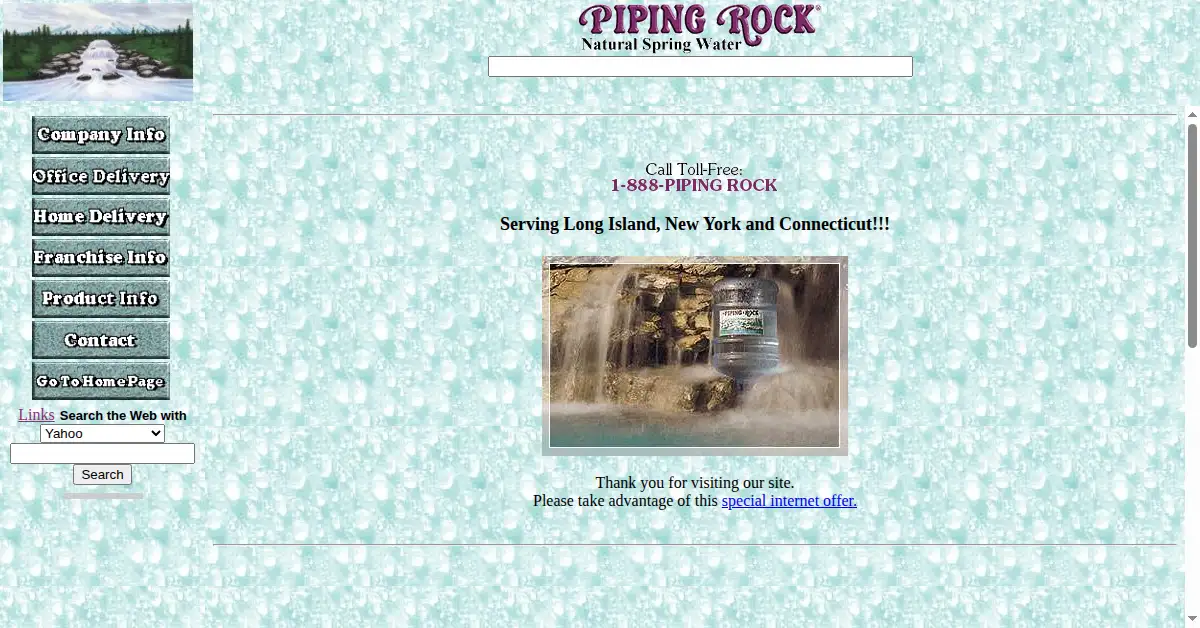 pipingrock.com as the Internet Archive first saved it, 4 Dec 1999
