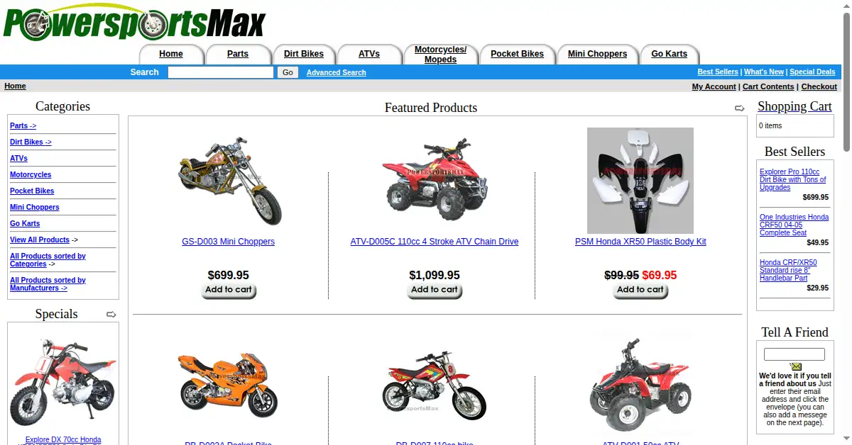 powersportsmax.com as the Internet Archive first saved it, 1 Jun 2005