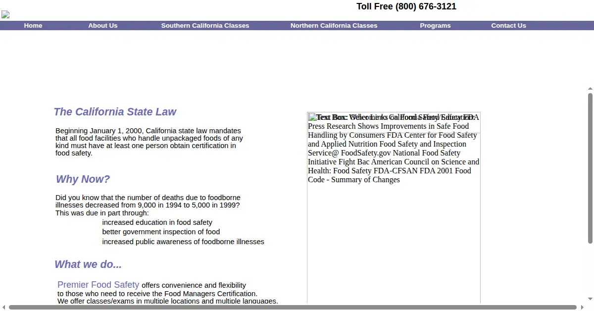premierfoodsafety.com as the Internet Archive first saved it, 24 Jun 2003