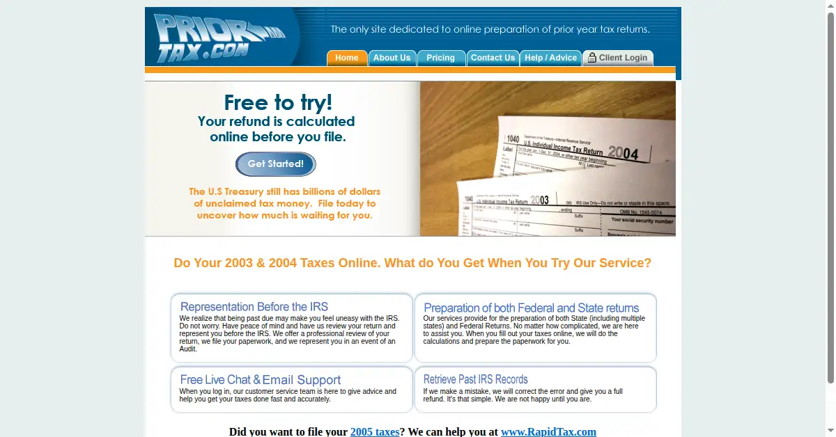 priortax.com as the Internet Archive first saved it, 11 Apr 2006