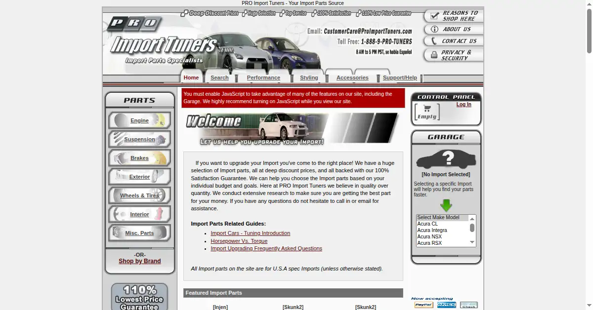 proimporttuners.com as the Internet Archive first saved it, 28 Feb 2011