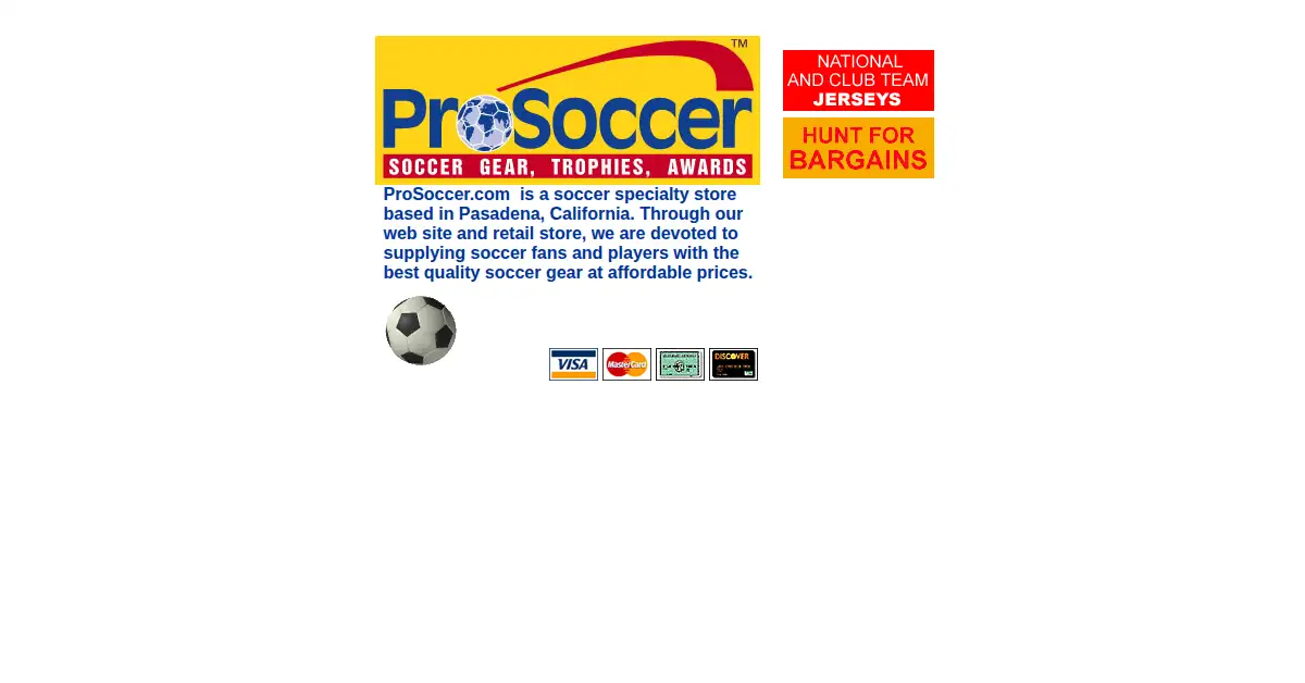 prosoccer.com as the Internet Archive first saved it, 24 Jan 2003